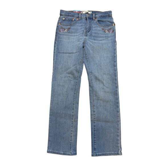 Levis Youth High-Rise Ankle Straight Jeans With Embroidered Details Size 12 NWT - Picture 1 of 7
